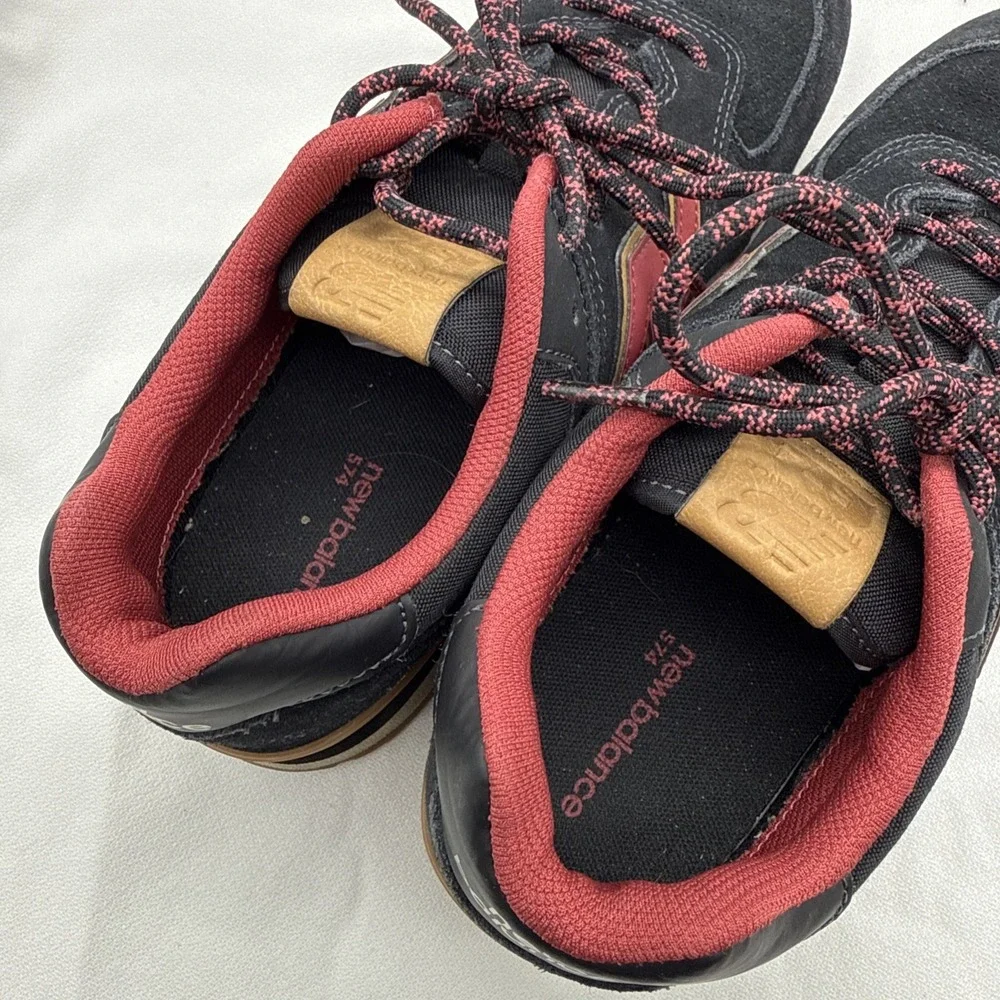 New Balance 574 Sneakers in Black/Red Suede Woman's US Size 6.5 GC574